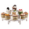 3-Tier Semi-Circle Wood Cupcake Display Risers, Cupcake Organizer Holder, Floral White, 40.2x20.1x31.5cm