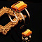 Rectangle Alloy & Acrylic Cuff Bangle & Cuff Rings Sets, Golden, Gold, Inner Diameter: 60mm