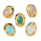 Oval Cat Eye Beads, with Brass Findings, Mixed Color, 27.5~28x20~20.5x14~15.5mm, Hole: 0.8mm