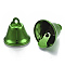 Iron Bell Pendants, for Christmas Jewelry Making, Green, 23.5x26mm, Hole: 3mm