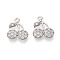 Brass Micro Pave Cubic Zirconia Charms, Cherry, Platinum, 14.1x12x2.2mm, Hole: 1.2mm