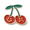 Fruit Series Enamel Pins, Alloy Lapel Pin Backs for Backpack Clothes, Cherry, FireBrick, 24x25.5mm