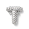 Brass Micro Pave Cubic Zirconia Letter Links, for Personalized Name Necklace Making, Long-Lasting Plated, Cadmium Free & Lead Free, Letter T, 15x13.5x4mm, Hole: 1.6mm