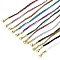 3.5MM Polyester Metallic Cord Braided Cord Necklace Making, with Brass Findings and 202 Stainless Steel Lobster Claw Clasps, Long-Lasting Plated, Rack Plating, Golden, Mixed Color, 16.14 inch(41cm)~18.11 inch(46cm)
