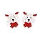 Christmas Theme Printing Acrylic Pendants, Sheep, 38.5x33.5x2.5mm, Hole: 1.6mm