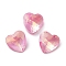 Glass Rhinestone Cabochons, Point Back & Back Plated, Faceted, Heart, Light Rose, 8x8x4.5mm