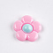 Resin Cabochons, Flower, Hot Pink, 20x20~21x5~6mm
