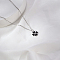 Simple Stainless Steel Black Enamel Heart Clover Pendant Necklaces for Women's Daily Wear, Silver, 16.54 inch(42cm)