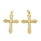 Brass Micro Pave Clear Cubic Zirconia Pendants, with Jump Ring, Cross Charms, Cadmium Free & Lead Free, Real 18K Gold Plated, 31x22x3mm, Hole: 3mm