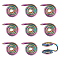 10Pcs Stainless Steel Spiral Pad Cuff Earrings, Wire Wrap Jewelry for Non-pierced Ears, Rainbow Color, 14x9x10.5mm