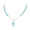 Cross Synthetic Turquoise Pendant Necklaces, 304 Stainless Steel Cable Chain Necklaces, 19.53 inch(49.6cm)