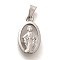 Glass Pendants, with 304 Stainless Steel Findings,  Oval with Virgin Mary, Stainless Steel Color, 22x12x5.5mm, Hole: 7x3.5mm