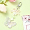 Butterfly Bowknot Acrylic Pendant Decoration, with Alloy Swivel Clasps, Lilac, 115mm