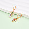 Cross Brass Micro Pave Cubic Zirconia Dangle Leverback Earrings, Long-Lasting Plated, Golden, Colorful, 31.5x12mm