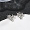 Star Brass Micro Pave Clear Cubic Zirconia Stud Earrings, Long-Lasting Plated, Cadmium Free & Lead Free, Platinum, 10.5x9mm