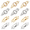 12Pcs 4 Style Brass Micro Pave Clear Cubic Zirconia Fold Over Clasps & Brass Fold Over Clasps, Mixed Color, 22~25.5x7x4mm, Hole: 1~1.2mm, 3pcs/color
