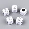 Acrylic Beads, Horizontal Hole, Metallic Plated, Cube, White, Letter Z, 6x6x6mm, Hole: 3.5mm, 2600pcs/500g