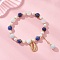 Cowrie Shell 304 Stainless Steel Charm Bracelets, Shell & Natural Lapis Lazuli & Dyed Quartz Beaded Bracelets for Women, Golden, Inner Diameter: 2-3/8 inch(6.1cm)