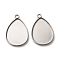 304 Stainless Steel Pendant Cabochon Settings, Teardrop, Stainless Steel Color, Tray: 13.5x18.5mm, 22.5x14.5x1.5mm, Hole: 1.8mm