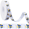 25 Yards Sport Ball Theme Printed Polyester Grosgrain Ribbon, for Clothes Sewing, White, Volleyball, 5/8 inch(16mm)