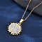 304 Stainless Steel Polymer Clay Rhinestones Sun Openable Pendant Necklaces for Women, Ion Plating(IP), Golden, Crystal, 17.83 inch(45.3cm)