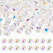 80Pcs AB Color Plated Glass Beads, Faceted Round, Ghost White, 10x9mm, Hole: 1.5mm