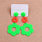 304 Stainless Steel Dangle Stud Earrings, Flower, with Acrylic, Platinum, Lime, 80x40mm