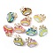 Transparent Resin Enamel Beads, Cloud with Rainbow & Gear, with Golden Alloy Finding, Mixed Color, 18.5x18.5x9mm, Hole: 1mm