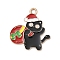 Christmas Alloy Enamel Pendants, Light Gold, Cat Shape, 24x22x1mm, Hole: 2mm