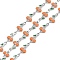 304 Stainless Steel Enamel Cherry Link Chains, with Spool, Soldered, Stainless Steel Color, Dark Orange, 13x7.5x2.5mm