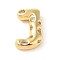Brass Micro Pave Clear Cubic Zirconia Pendant, Letter A~Z, Letter J, 22x14x6mm, Hole: 4mm