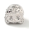 Brass Micro Pave Clear Cubic Zirconia Beads, Girl Head, Platinum, 10.5x11x9mm, Hole: 1.8mm