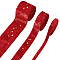 3 Rolls 3 Styles Star Polyester Velvet Ribbon, for Garment Accessories, Gift Decoration, Red, 3/8 inch(10mm), about 2.19 Yards(2m)/Set
