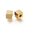 Ion Plating(IP) 304 Stainless Steel Beads, Cube with Letter, Real 14K Gold Plated, Letter T, 5x5x5mm, Hole: 2mm