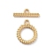 Ion Plating(IP) 304 Stainless Steel Ring Toggle Clasps, Real 18K Gold Plated, 19x16x2mm, Hole: 2mm, Bar: 6.5x21x2mm, Hole: 2mm
