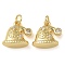 Rack Plating Brass Cubic Zirconia Pendants, Long-Lasting Plated, Lead Free & Cadmium Free, Christmas Hat Charms, with Jump Ring, Real 18K Gold Plated, 13.5x14.5x6mm, Hole: 3mm
