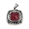 304 Stainless Steel Pendants, with Glass & Rhinestone, Square with Heart, Stainless Steel Color, 35x30.5x11mm, Hole: 8.5x5mm