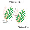 Stainless Steel Enamel Leaf Stud Earrings for Women, Green, 45x24.8mm