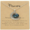 Alloy Pave Glass Moon Constellation Pendant Necklaces for Women, Platinum, Dodger Blue, Pisces, 16.54 inch(42cm)