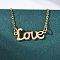 201 Stainless Steel Pendant Necklace for Women, Golden, Word Love, 16.18 inch(41.1cm)