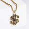 304 Stainless Steel Dollar Sign Pendant Necklaces for Men, Golden
