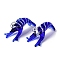 Handmade Lampwork Pendants, Shrimp Charms, Blue, 19x35x18.5mm, Hole: 2.5x3mm