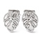 Non-Tarnish 304 Stainless Steel Stud Earrings, Hollowe Oak Leaf, Stainless Steel Color, 11.5x9mm