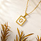 Rectangle 304 Stainless Steel Pave Natural White Shell Initial Pendant Necklaces for Women, Real 18K Gold Plated, Letter G, 15.75 inch(40cm)