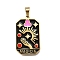 Tarot 304 Stainless Steel Enamel Pendants, Ion Plating(IP), Real 18K Gold Plated, Palm, 32x19.5x2mm, Hole: 7x3.5mm