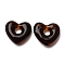 Handmade Lampwork Beads, Large Hole Beads, Heart, Coconut Brown, 14x15x5mm, Hole: 4mm