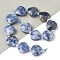 Natural Blue Spot Jasper Beads Strands, Teardrop, Faceted, with Seed Beads, 12x12x5~6mm, Hole: 1mm, about 12pcs/strand, 6.69''(17cm)