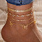 4Pcs Alloy Glass Charm Anklets, Butterfly, 8-1/4 inch(210mm)