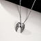 201 Stainless Steel Halloween Retro Angel Wing Hip Hop Necklace, Antique Silver & Stainless Steel Color, 23.62 inch(60cm)