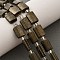 Natural Pyrite Beads Strands, Rectangle, with Seed Beads, 11.5~12x8x5mm, Hole: 1.4mm, about 12~13pcs/strand, 7.68''~7.87''(19.5~20cm)